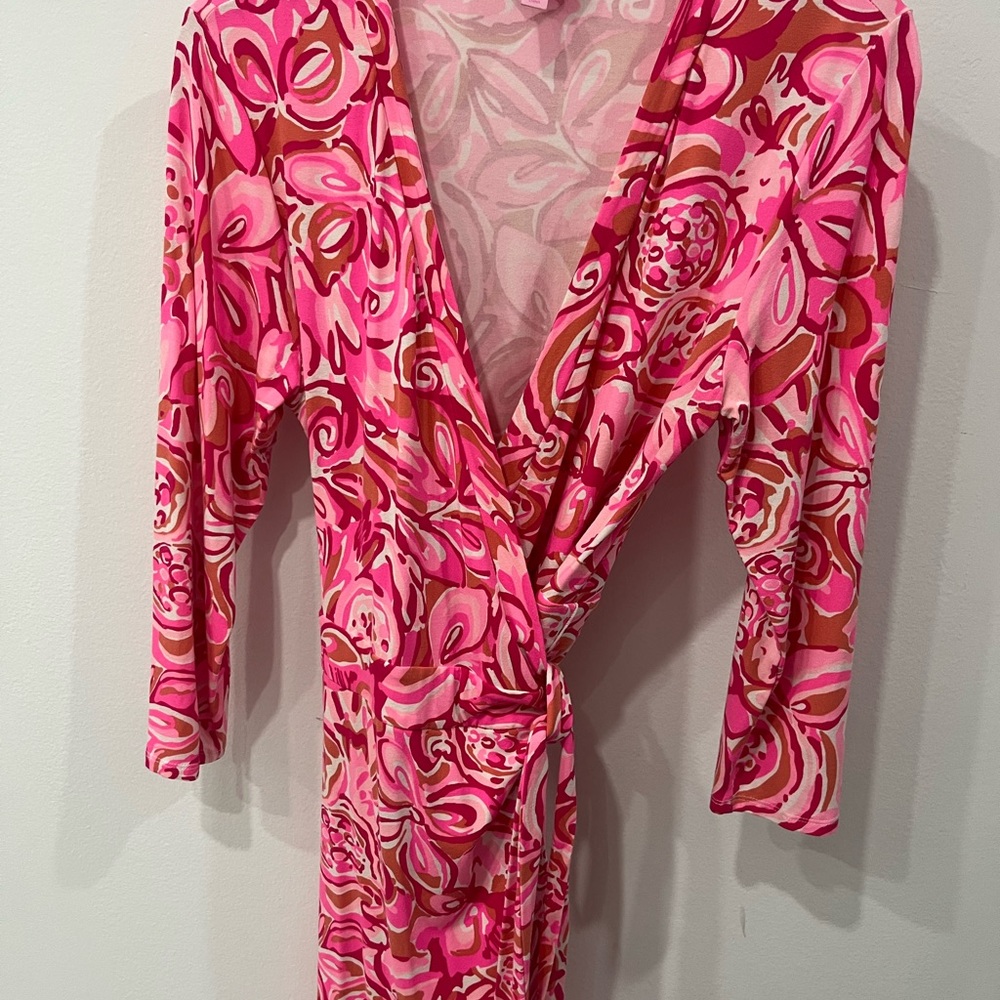 Lilly Pulitzer Vibrant Pink Floral Wrap Romper